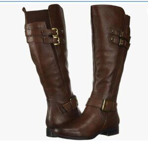 Naturalizer Leather Jessie Knee High Buckle Riding Boots Wide Calf Size 12W